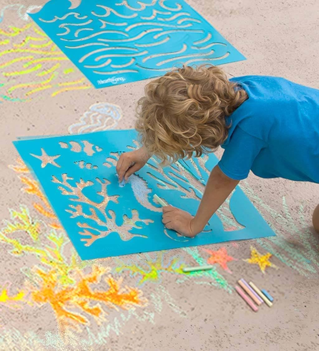 SIDEWALK STENCILS & CHALK - UNDER-THE-SEA