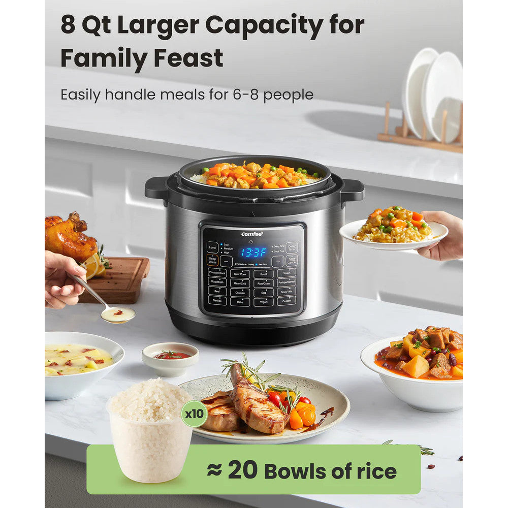 COMFEE CPC80D7ASB 8 Qt Electric Pressure Cooker - Blemished package with full warranty