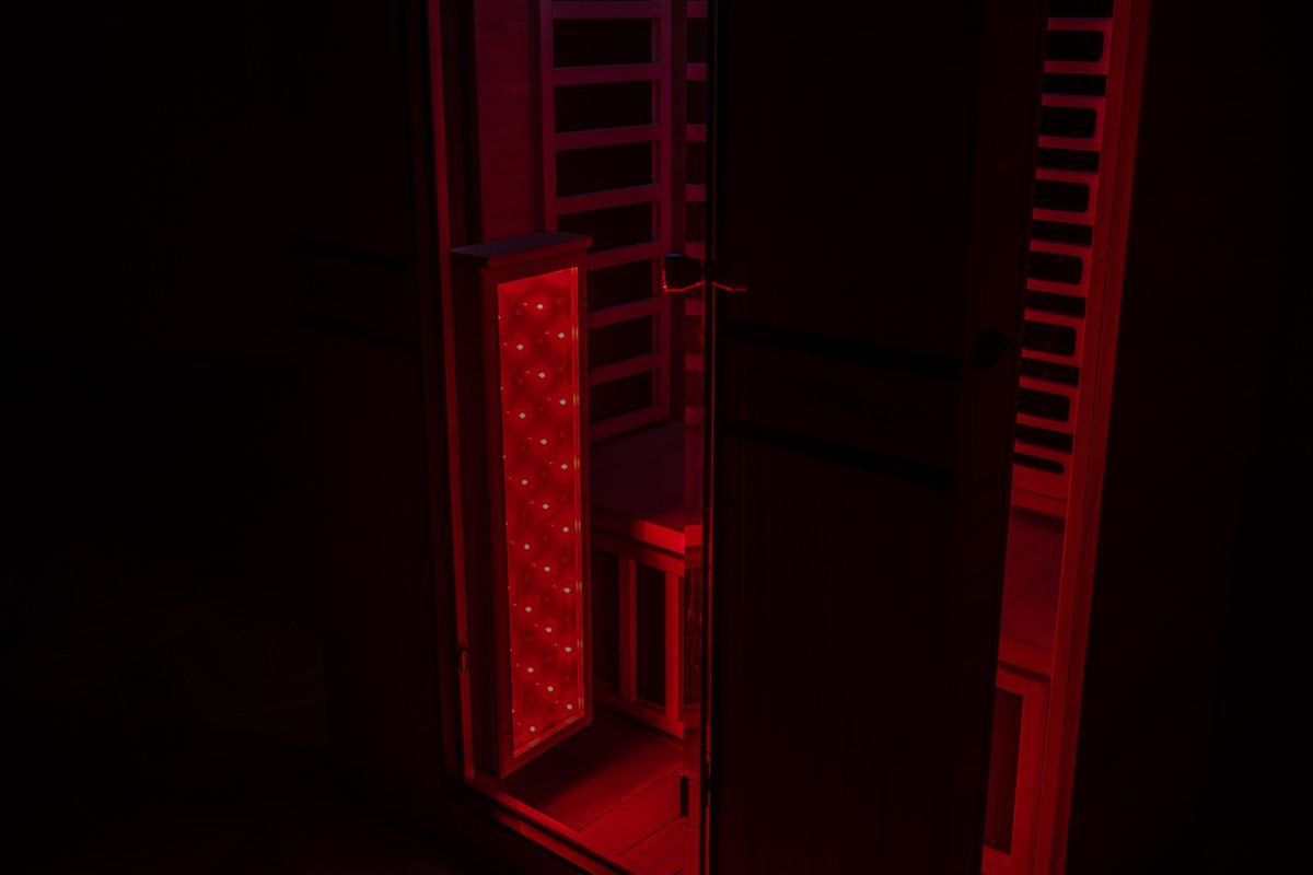2026 Model-Premium Series-Costway 2-Person Dual Therapy Full Spectrum Infrared Sauna with Red Light Panel($900 Value), WiFi App Control, Chromotherapy & Bluetooth – Okoume Wood- Fully Loaded Indoor Spa