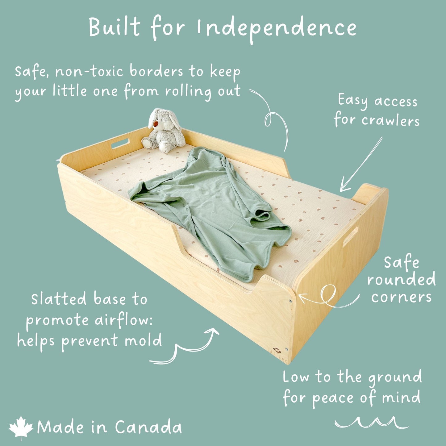APPLE CRIB - Montessori Floor Bed with Rails
