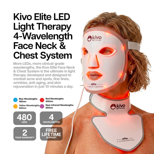 Kivo Elite Face + Neck + Chest: Blue, Yellow, Near-Infrared, and Red Light Therapy System